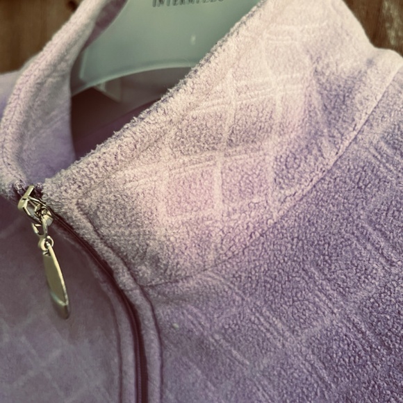 Alia Petite Structured Checkered Fleece Jacket Lilac Full Zip Long Sleeve PL/G - Picture 5 of 14